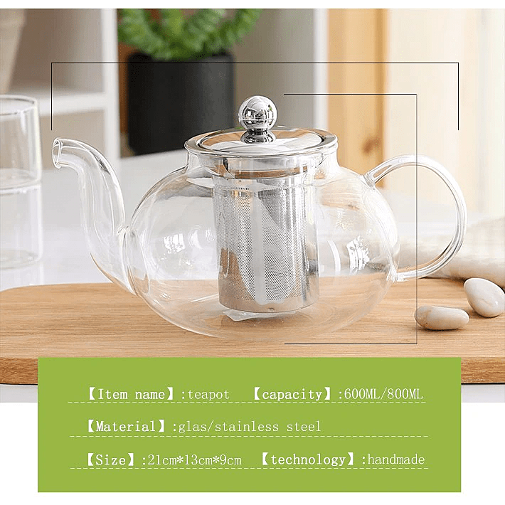 Good Clear Borosilicate Glass Teapot With Stainless Steel Infuser Strainer Heat Resistant Loose Leaf Tea Pot Tool Kettle Set