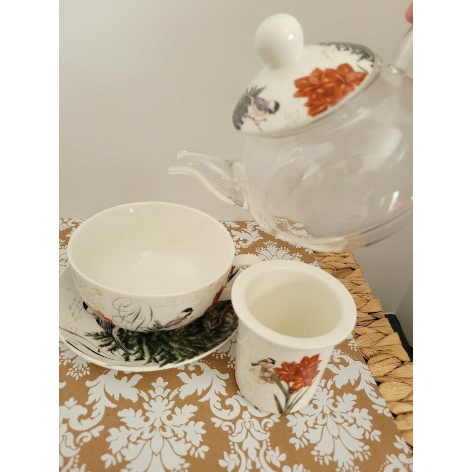 Glass Teapot with a Fine Glass Teapot with a