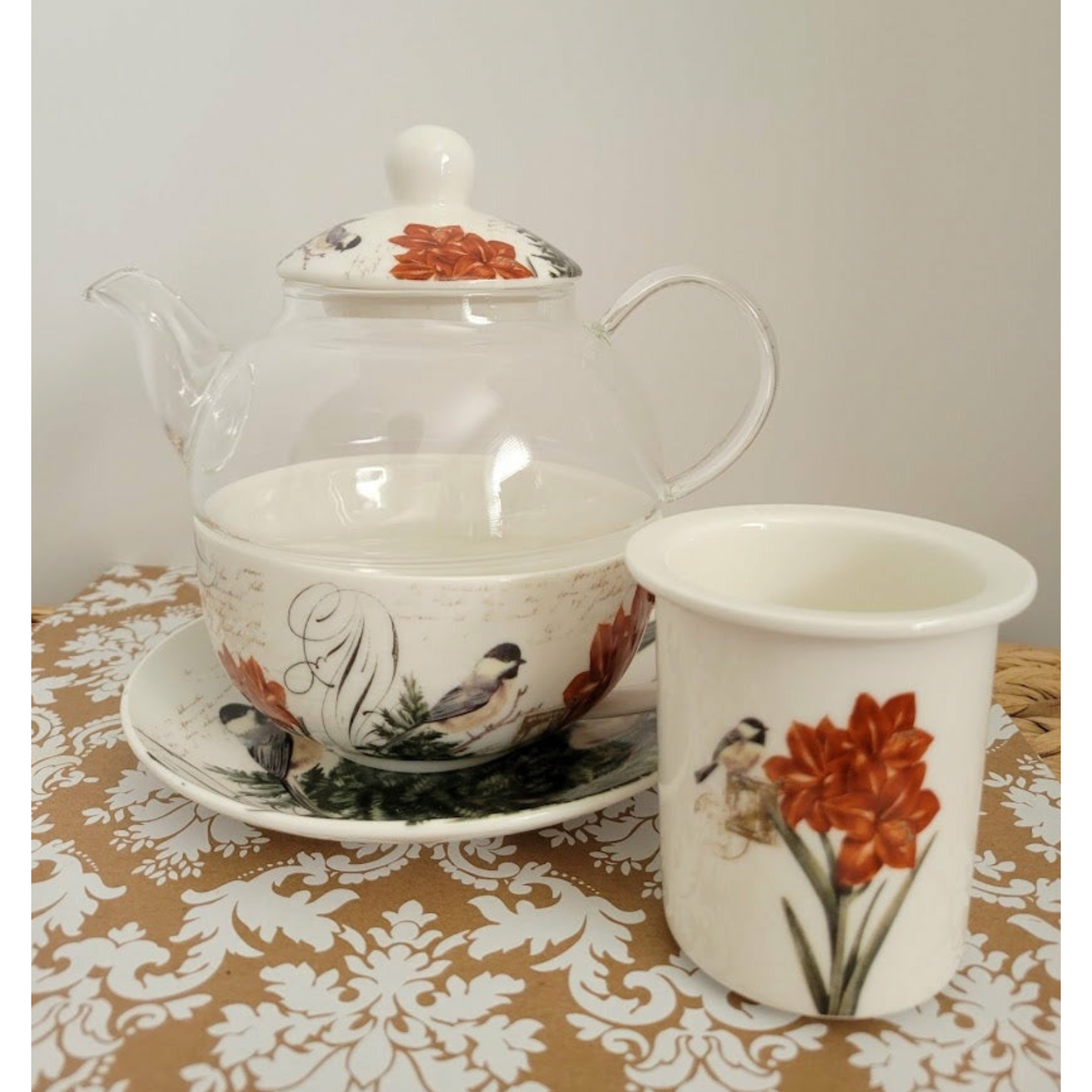 Glass Teapot with a Fine Glass Teapot with a