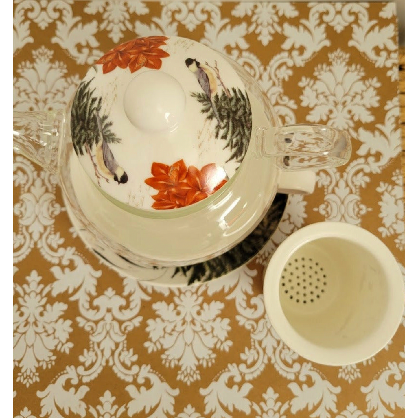 Glass Teapot with a Fine Glass Teapot with a