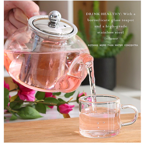 Good Clear Borosilicate Glass Teapot With  Stainless Steel Infuser Strainer Heat Resistant Loose Leaf Tea Pot Tool Kettle Set